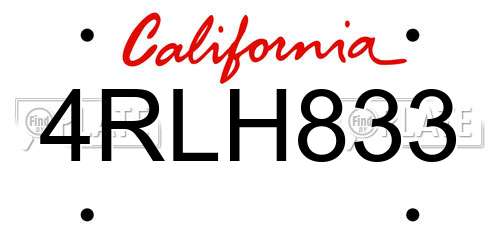 4RLH833 California License Plate