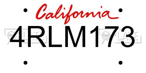 4RLM173 California License Plate