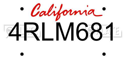 4RLM681 California License Plate