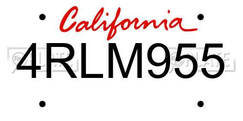 4RLM955 California License Plate