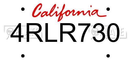 4RLR730 California License Plate