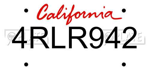 4RLR942 California License Plate