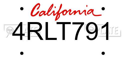 4RLT791 California License Plate