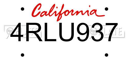 4RLU937 California License Plate