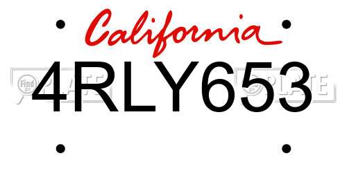 4RLY653 California License Plate