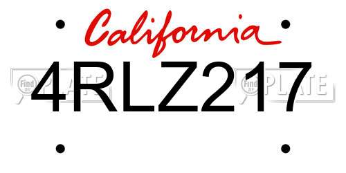 4RLZ217 California License Plate