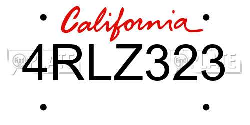 4RLZ323 California License Plate
