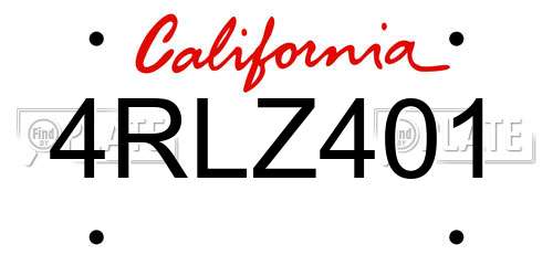 4RLZ401 California License Plate