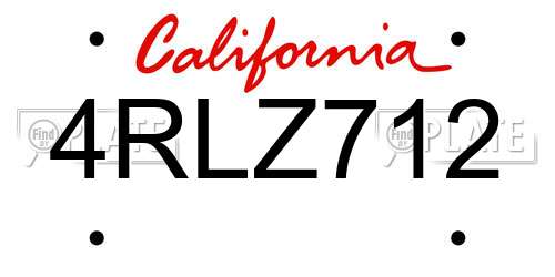 4RLZ712 California License Plate