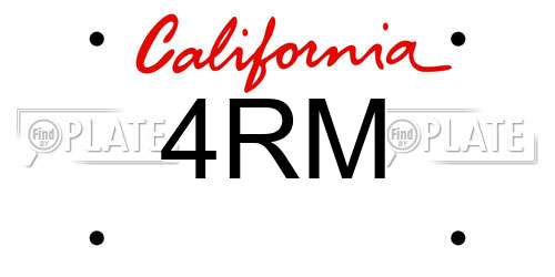 4RM California License Plate
