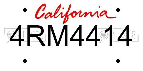 4RM4414 California License Plate