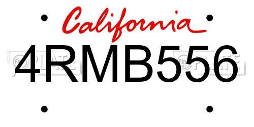 4RMB556 California License Plate