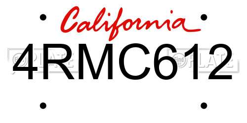 4RMC612 California License Plate