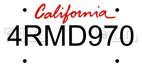 4RMD970 California License Plate