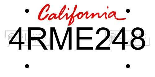 4RME248 California License Plate