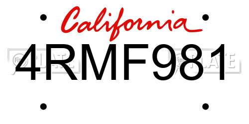 4RMF981 California License Plate