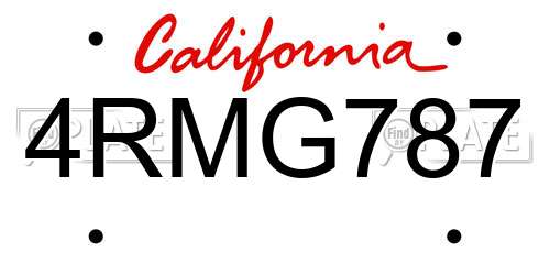 4RMG787 California License Plate