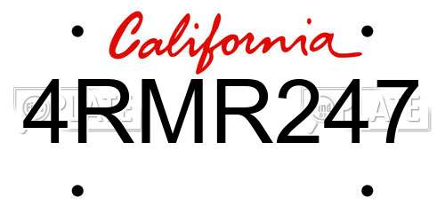 4RMR247 California License Plate