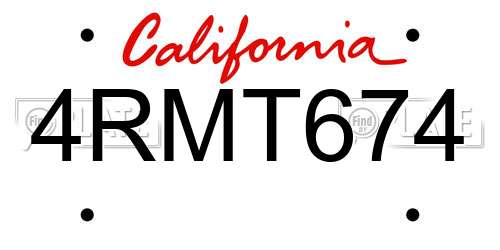4RMT674 California License Plate