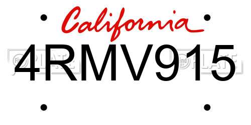 4RMV915 California License Plate