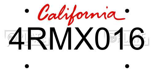 4RMX016 California License Plate