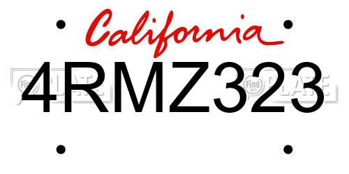 4RMZ323 California License Plate