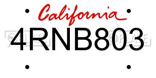 4RNB803 California License Plate