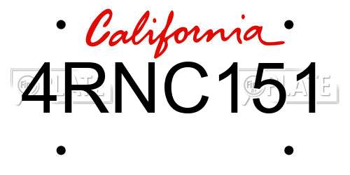 4RNC151 California License Plate