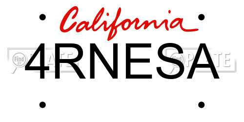 4RNESA California License Plate