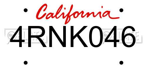 4RNK046 California License Plate