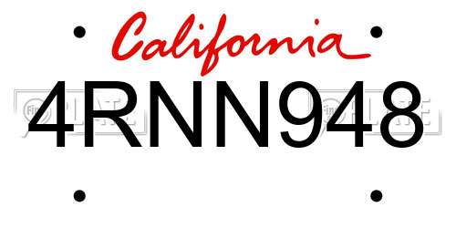 4RNN948 California License Plate