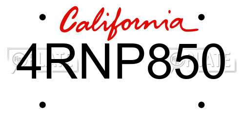 4RNP850 California License Plate