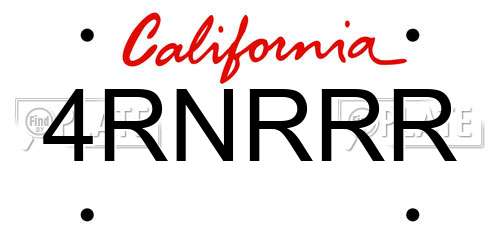 4RNRRR California License Plate