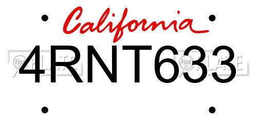 4RNT633 California License Plate