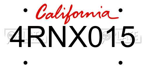 4RNX015 California License Plate