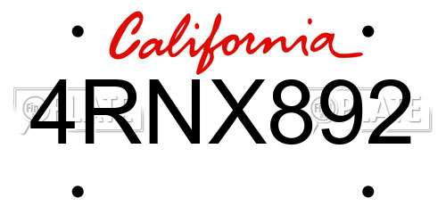 4RNX892 California License Plate