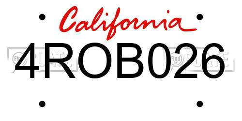 4ROB026 California License Plate
