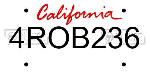 4ROB236 California License Plate