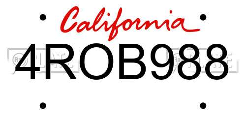 4ROB988 California License Plate