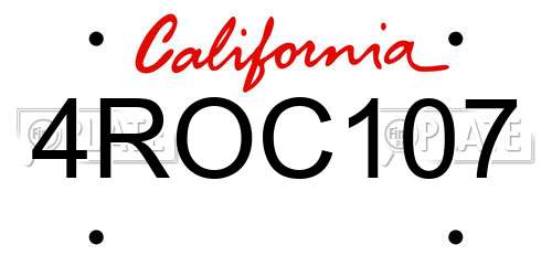 4ROC107 California License Plate