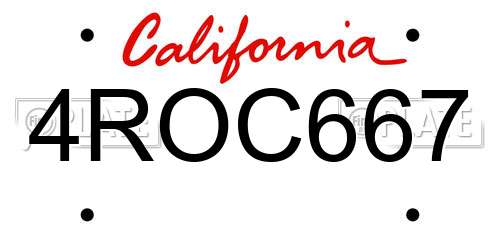 4ROC667 California License Plate