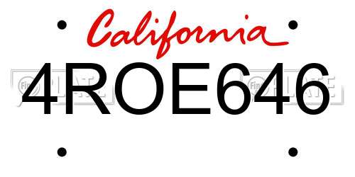 4ROE646 California License Plate