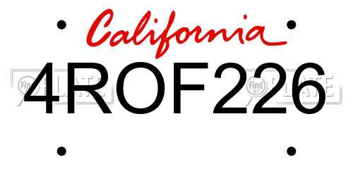 4ROF226 California License Plate