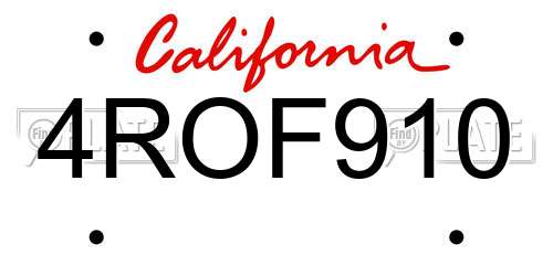 4ROF910 California License Plate