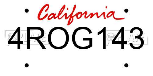 4ROG143 California License Plate