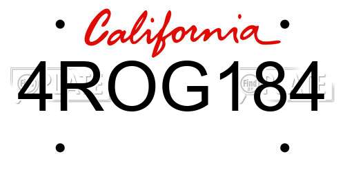 4ROG184 California License Plate