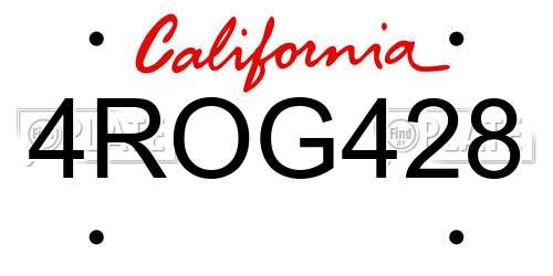 4ROG428 California License Plate