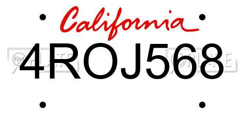 4ROJ568 California License Plate
