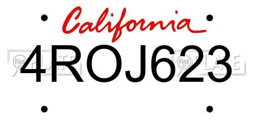 4ROJ623 California License Plate