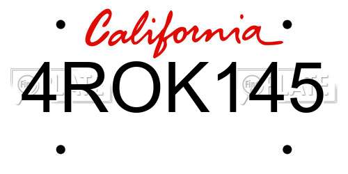 4ROK145 California License Plate